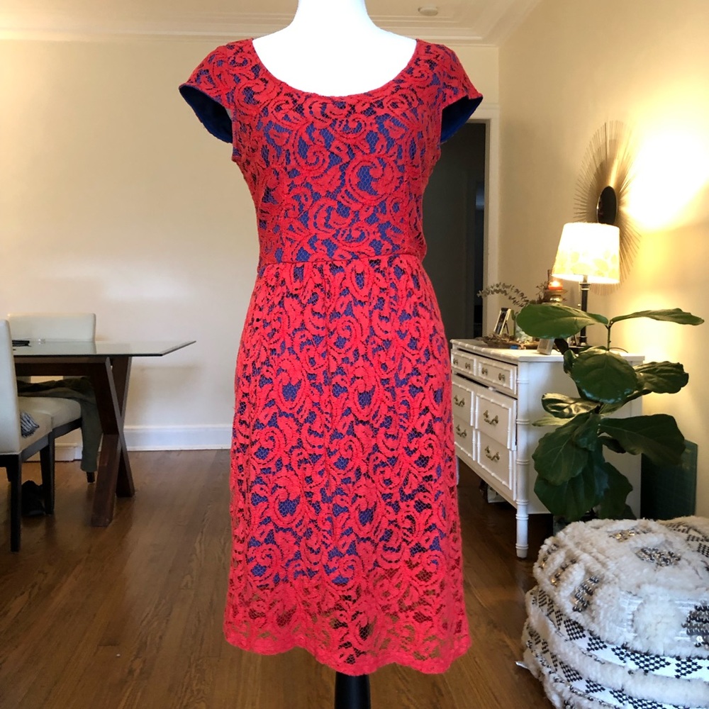 Pim & Larkin Red Lace Dress Small